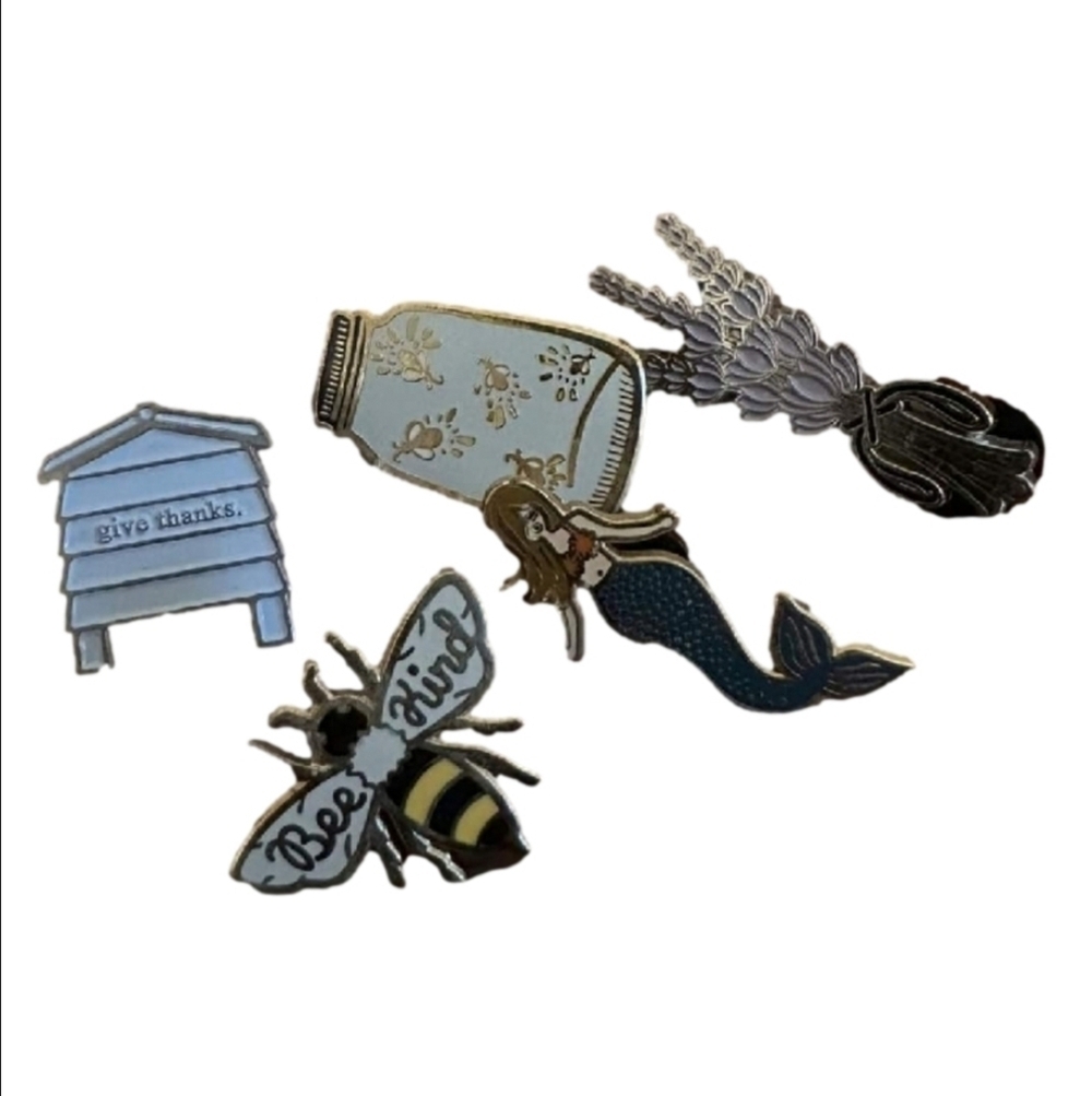 Rifle Paper Co Assorted Women Brooch Pins - Bee, Mermaid, Lavender, Beehive, Jar